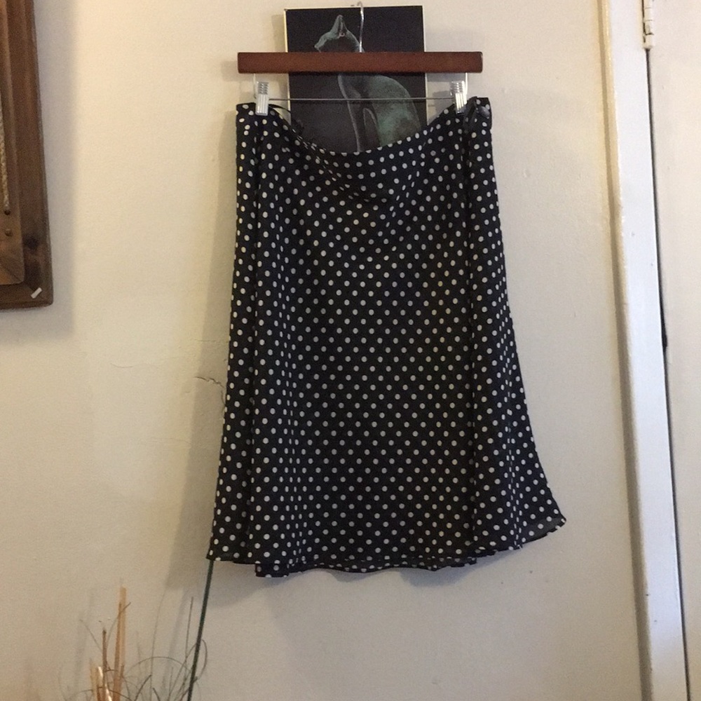 AK Anne Klein Black & White Polka Dot Skirt